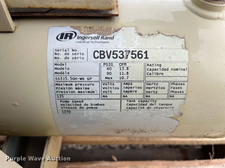 image for item LD9802 Ingersoll Rand SS3  air compressor