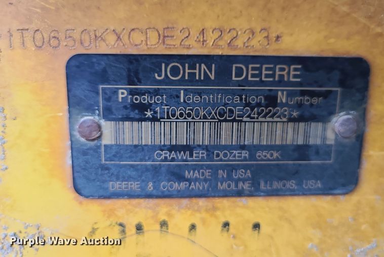 image for item LJ9296 2013 John Deere 650K  dozer