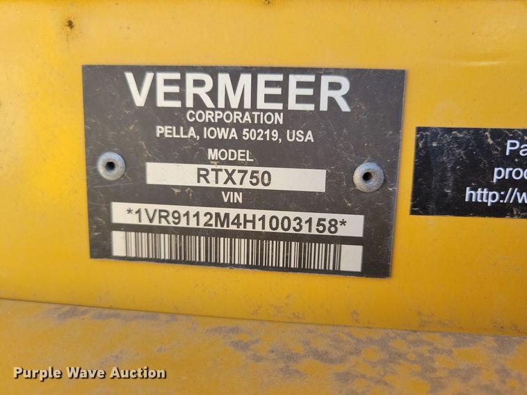 image for item LO9827 2017 Vermeer RTX750  trencher