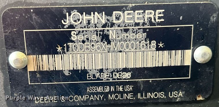 image for item LU9828 John Deere DB96  skid steer dozer blade