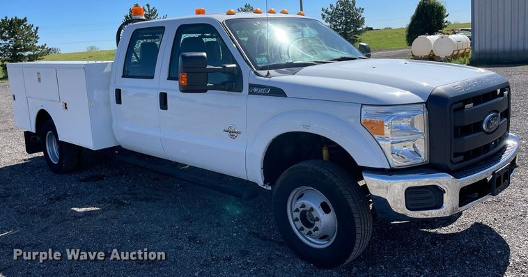image for item LV9108 2014 Ford F350  Crew Cab utility bed pickup truck