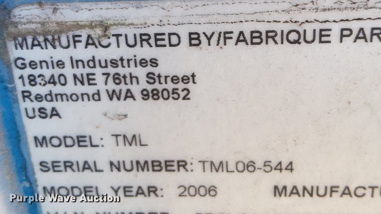 image for item ME9295 2006 Genie TML-4000N  light plant