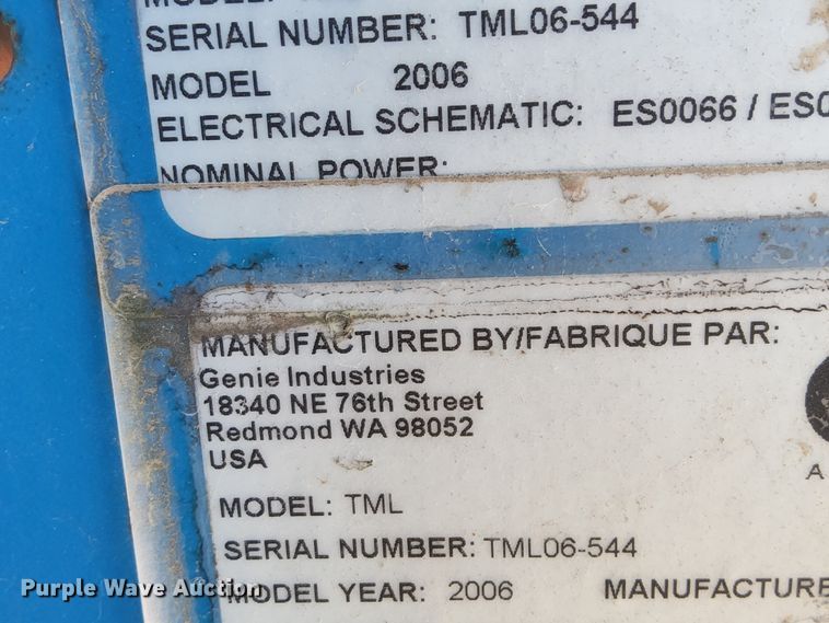 image for item ME9295 2006 Genie TML-4000N  light plant