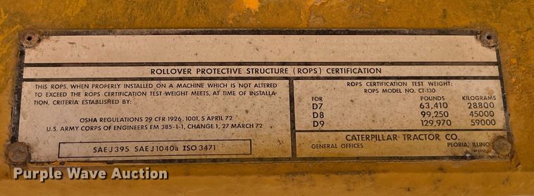 image for item MG9509 1977 Caterpillar D7G  dozer