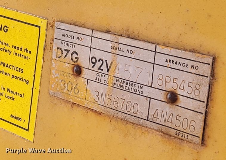 image for item MG9509 1977 Caterpillar D7G  dozer