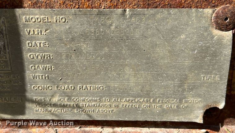 image for item MG9526 1997 Trail King TK80HDG-463  lowboy equipment trailer