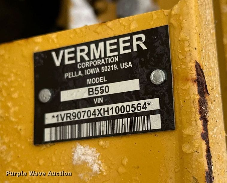 image for item MQ9525 2017 Vermeer B550  backhoe attachment