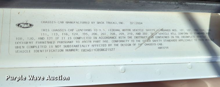 image for item MX9460 2005 Mack CV Granite  dump truck