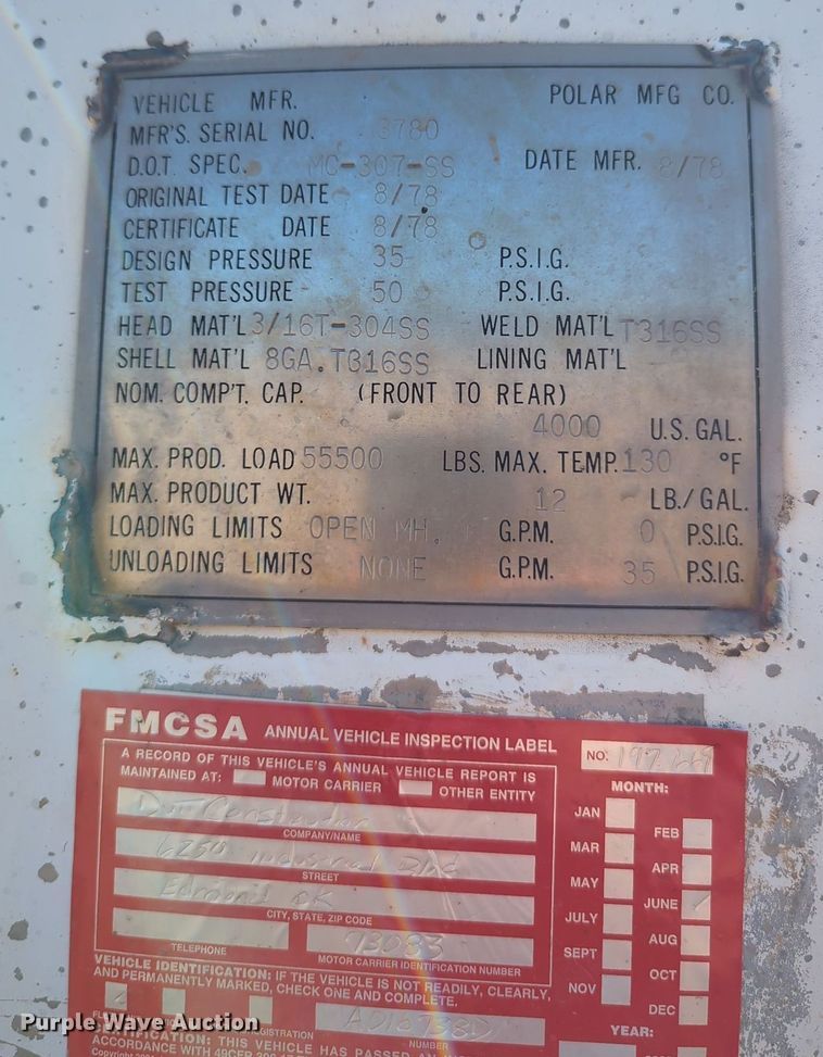 image for item MX9473 1978 Polar Mfg Co.  tank trailer