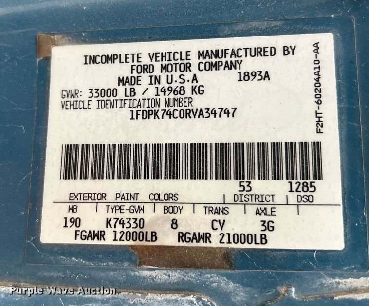 image for item NI9101 1994 Ford F700  fuel truck