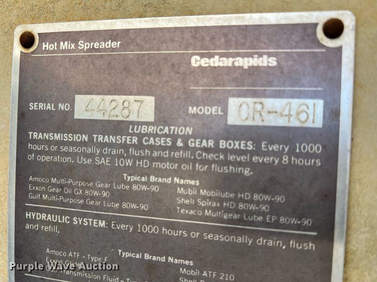 image for item NI9132 1994 Cedarapids CR-461  paver