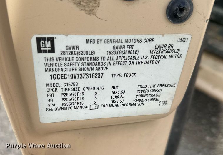 image for item NL9085 2003 Chevrolet Silverado 1500  Ext. Cab pickup truck