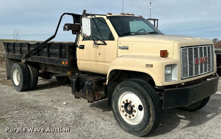 image for item NL9087 1990 GMC TopKick  dump flatbed truck