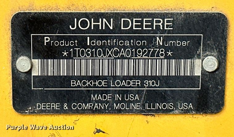 image for item NO9310 2011 John Deere 310J  backhoe