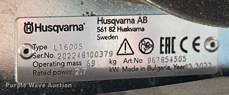 image for item NO9314 Husqvarna LT6005  plate compactor