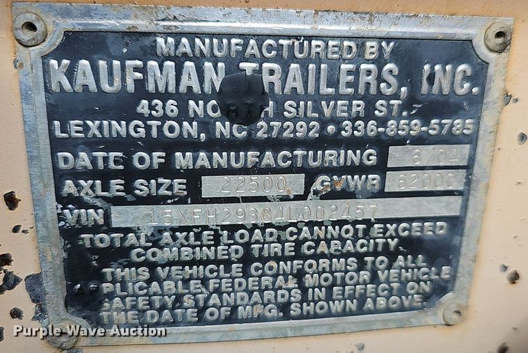 image for item NP9005 2004 Kaufman  equipment trailer