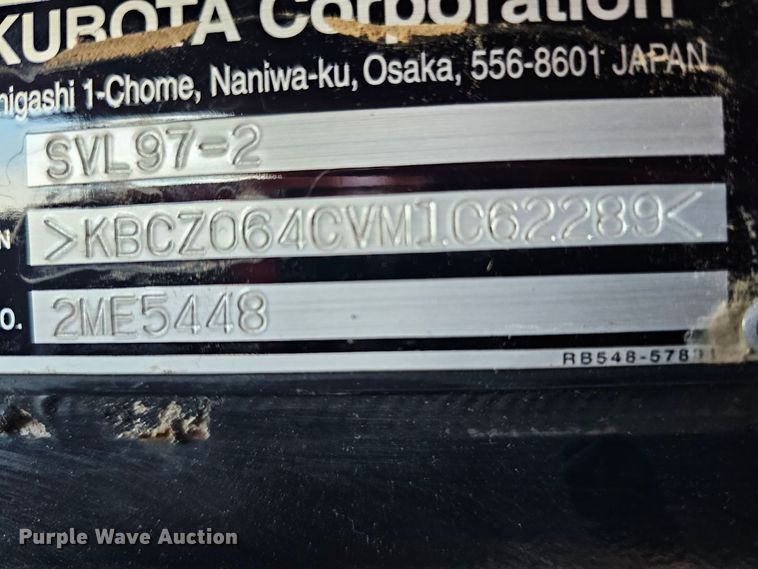 image for item NP9012 2021 Kubota SVL97-2  skid steer loader