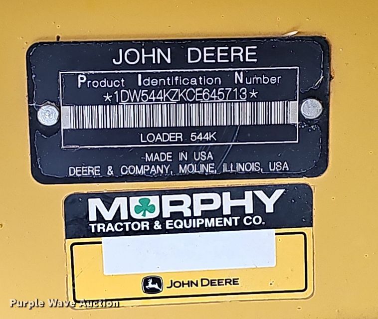 image for item NP9057 2012 John Deere 544K  wheel loader