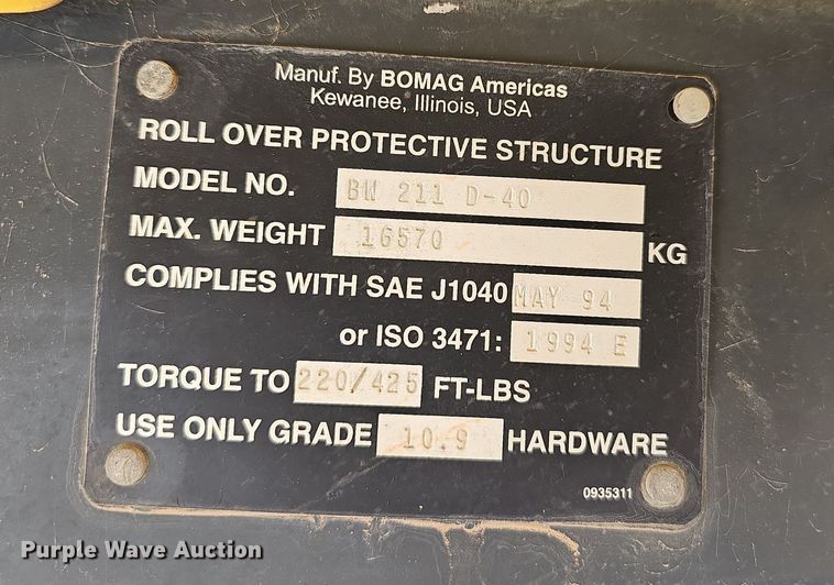 image for item NP9102 2012 Bomag BW213PDH-40  single drum vibratory roller