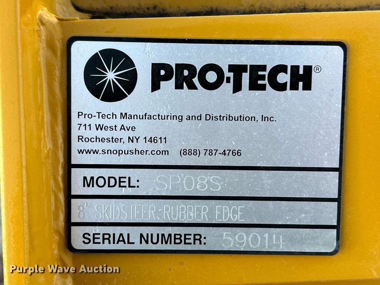 image for item NQ9975 Pro-Tech SPO8S  skid steer snow pusher