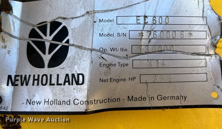 image for item NR9028 2000 New Holland EC600  excavator