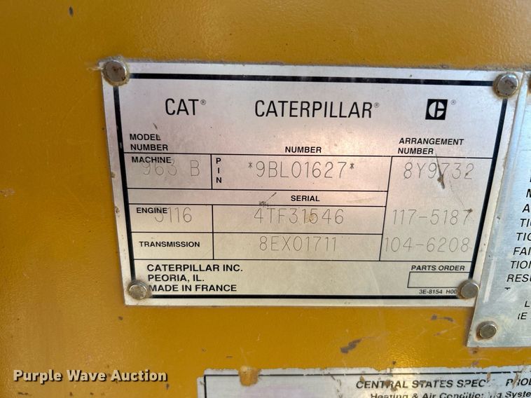 image for item NR9270 1997 Caterpillar 963B  track loader
