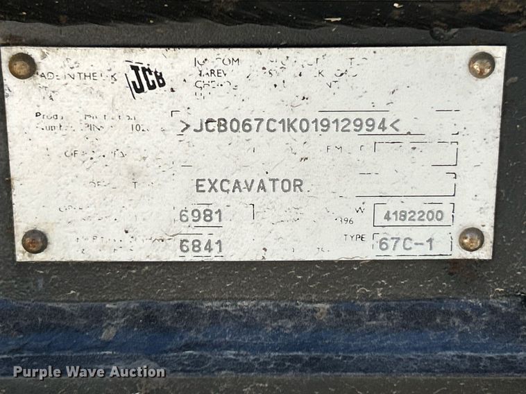 image for item NR9271 2015 JCB 67C-1  mini excavator