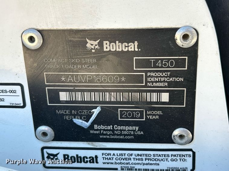 image for item NR9274 2019 Bobcat T450  tracked skid steer loader