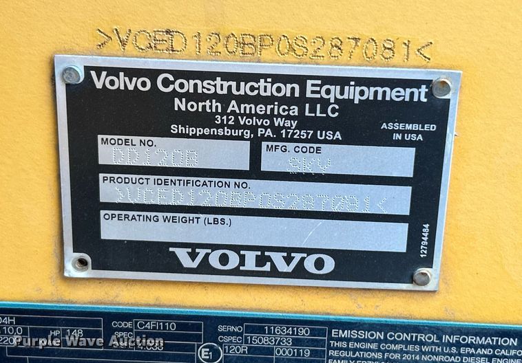 image for item NR9276 2015 Volvo DD120B  double drum roller