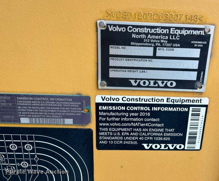 image for item NR9279 2016 Volvo DD120B  double drum roller