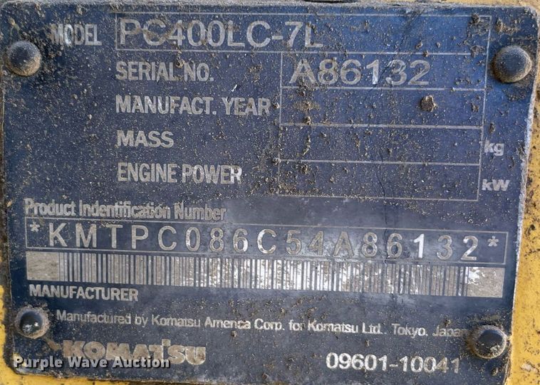 image for item NT9484 2004 Komatsu PC400LC-7L  excavator