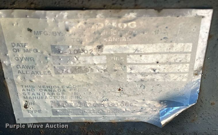 image for item OA9017 2002 Road Hog  utility trailer