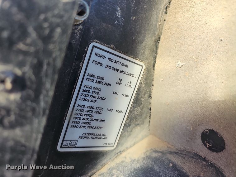 image for item OG9542 2019 Caterpillar 259D  tracked skid steer loader