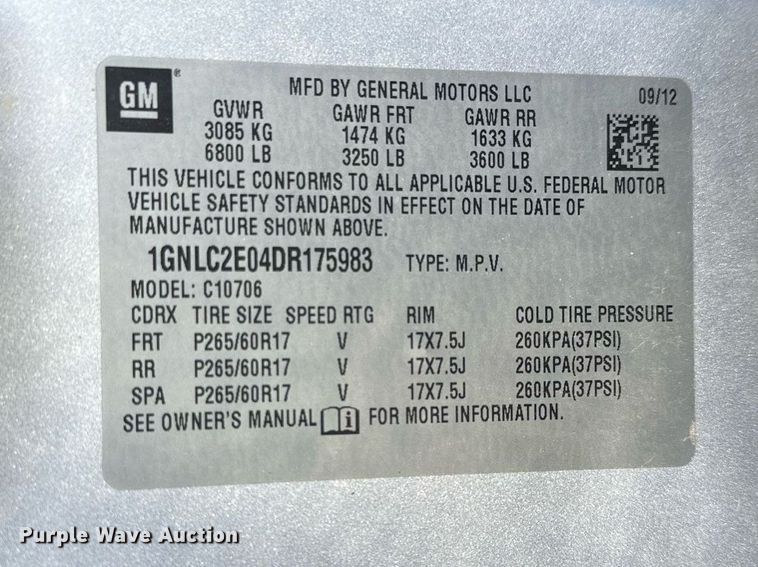 image for item DP3199 2013 Chevrolet Tahoe Police  SUV