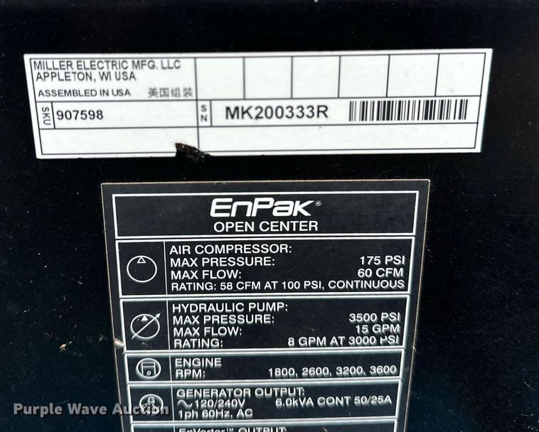 image for item DP3227 Miller EnPak A60HGE  generator