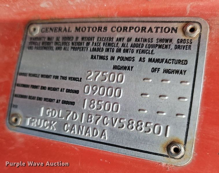 image for item DR5838 1982 GMC 7000  fire truck