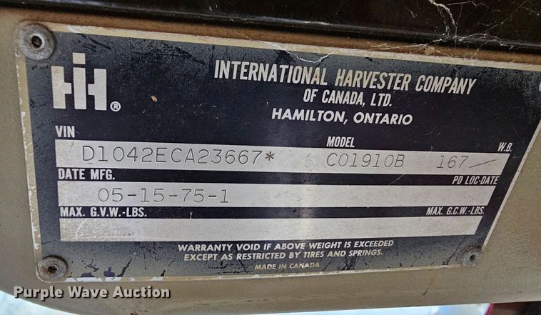 image for item DR5892 1975 International C01910B  pumper fire truck