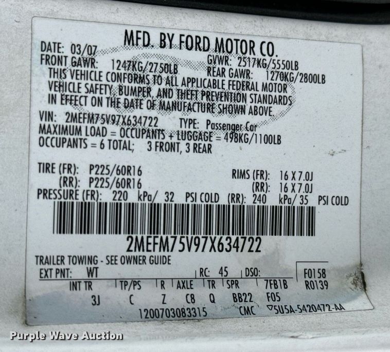 image for item GG9832 2007 Mercury Grand Marquis