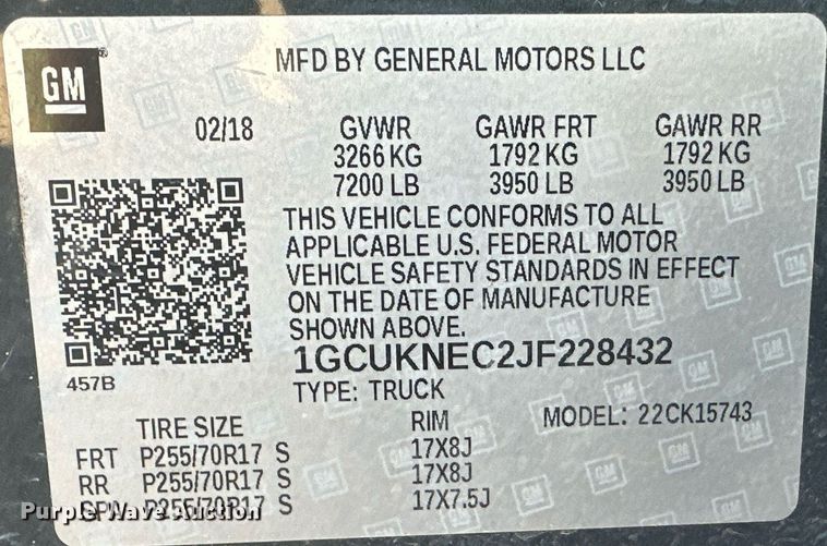 image for item IU9093 2018 Chevrolet Silverado 1500  Crew Cab pickup truck