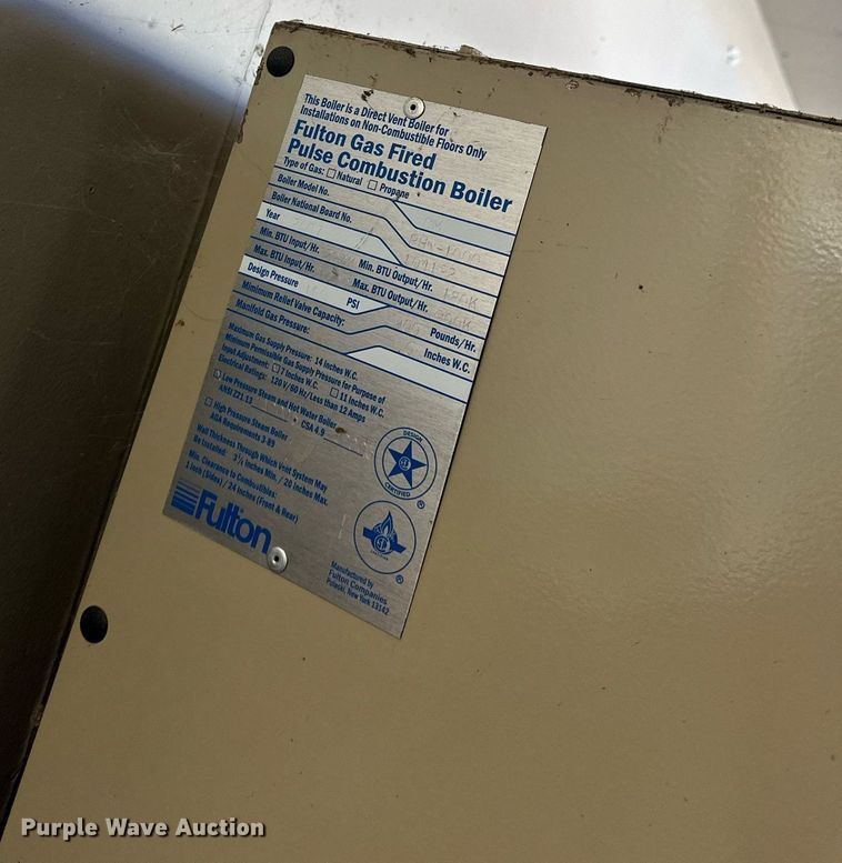 image for item NL9168 2007 Fulton Pulse HW  boiler
