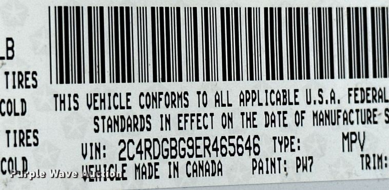 image for item NO9322 2014 Dodge Grand Caravan  handicap accessible van