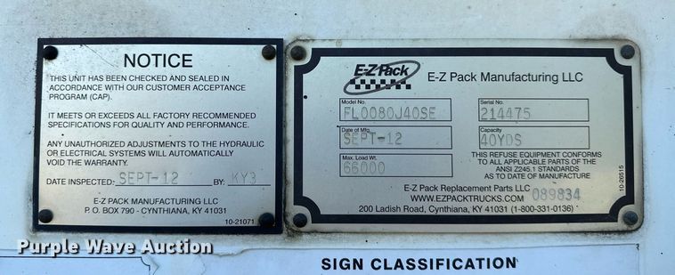 image for item NQ9547 2013 Mack MRU-613  refuse truck