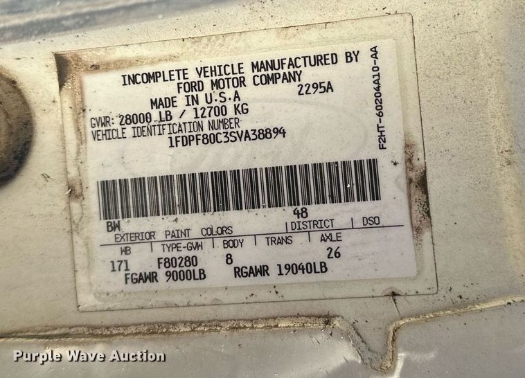 image for item NQ9548 1995 Ford F800  bucket truck