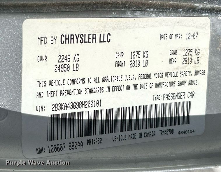image for item NR9361 2008 Dodge Charger