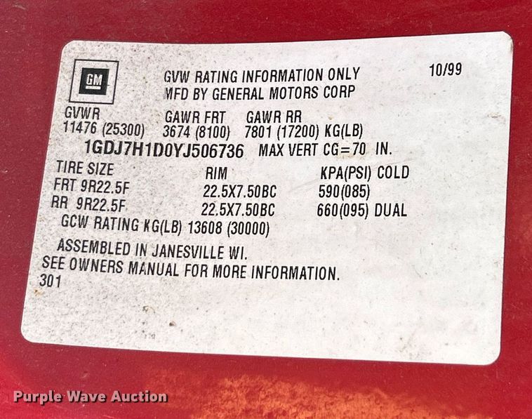 image for item NR9362 2000 GMC C6500  dump truck