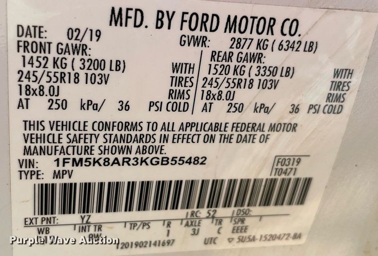 image for item NY9794 2019 Ford Explorer Police Interceptor  SUV