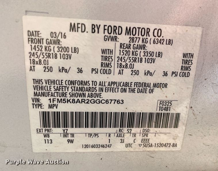 image for item NY9795 2016  Ford Explorer Police Interceptor  SUV