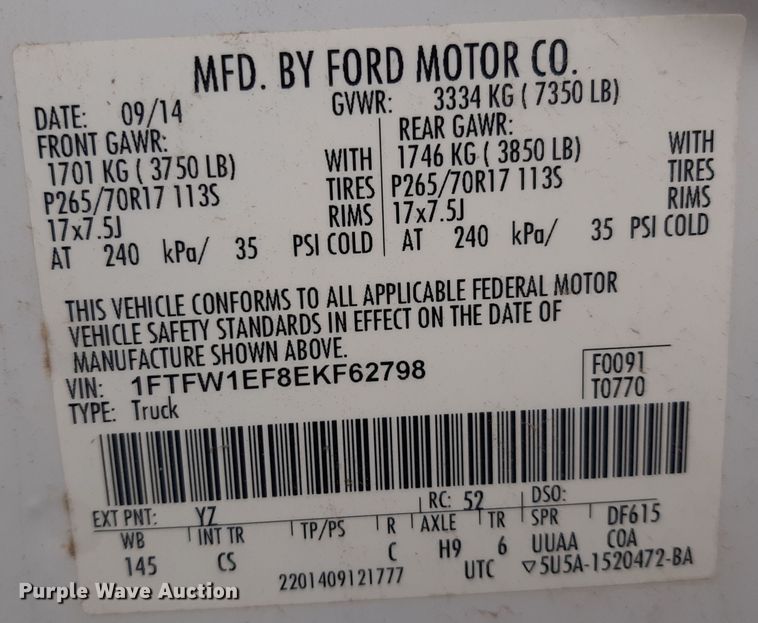 image for item OF9594 2014 Ford F150  SuperCrew pickup truck
