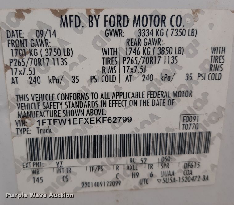 image for item OF9595 2014 Ford F150  SuperCrew pickup truck