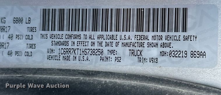 image for item OK9155 2017 Dodge Ram 1500  Crew Cab pickup truck